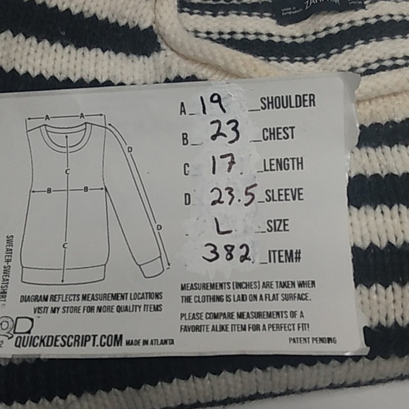 Zara black & white stripe sweater size large - Picture 5 of 5